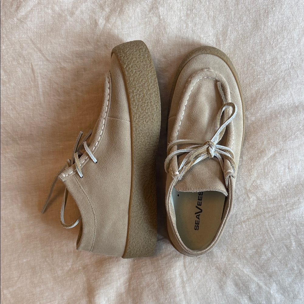 SeaVees Suede Chukka Platform Moccasins in Light Tan